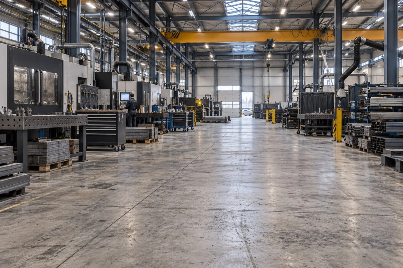 Industriehalle mit CNC-Maschinen